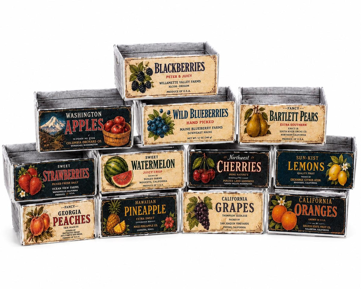 12 Vintage Fruit Crates – 1:24 Scale Miniature (PDF Download)
