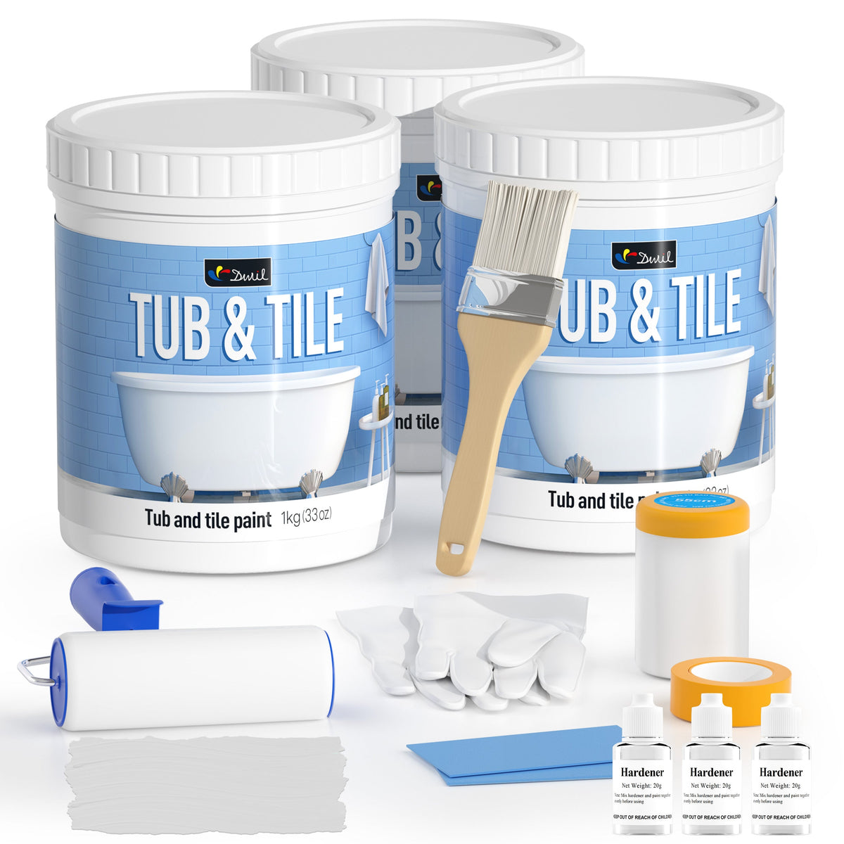 DWIL Water-Based Tub & Tile Refinishing Kit with Tools