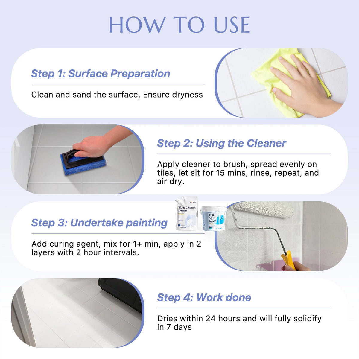 DWIL Tub & Tile Paint Kit with Cleaner – 32 oz