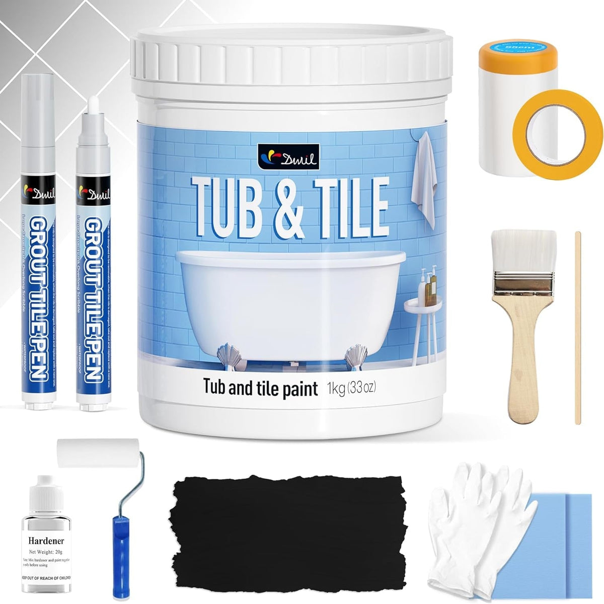 DWIL Water-Based Tub & Tile Refinishing Kit with Tools