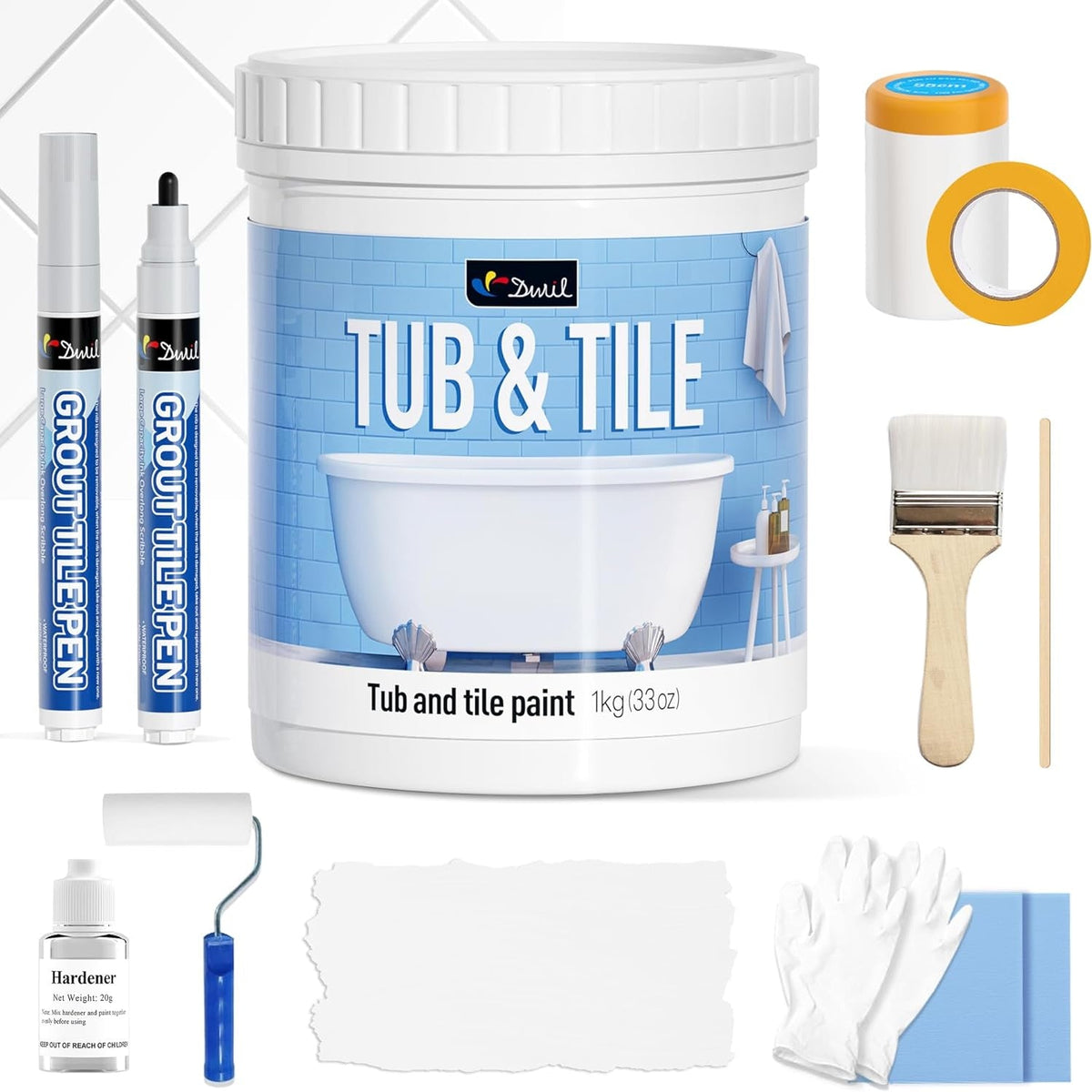 DWIL Water-Based Tub & Tile Refinishing Kit with Tools