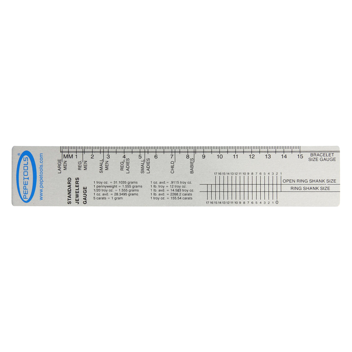 Standard Jeweler's Gauge Ruler – Ring & Bracelet Sizing Tool