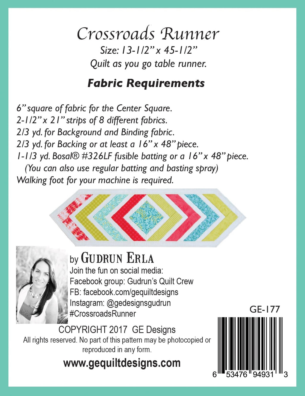 Crossroads Table Runner Pattern 177