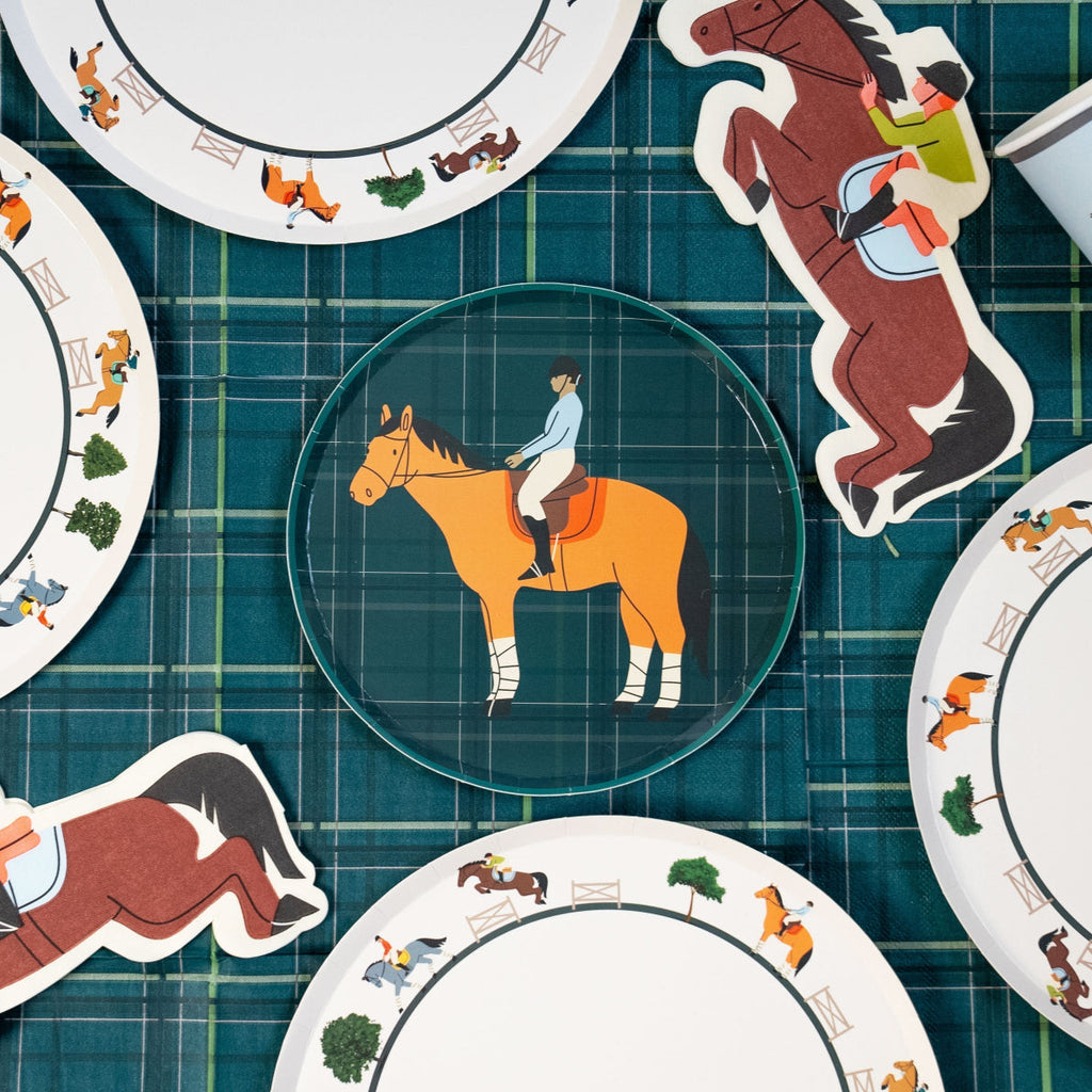 Equestrian Horse Dessert Plates (7 Inch) | Horse Party Supplies | Recyclable Paper Plates for Horse Lovers, Pony Party, Kids & Adults (x 12)