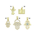 Bible Angel Gold Evil Eye On Hamsa Hand Charm Pendant, Sku#LK1305