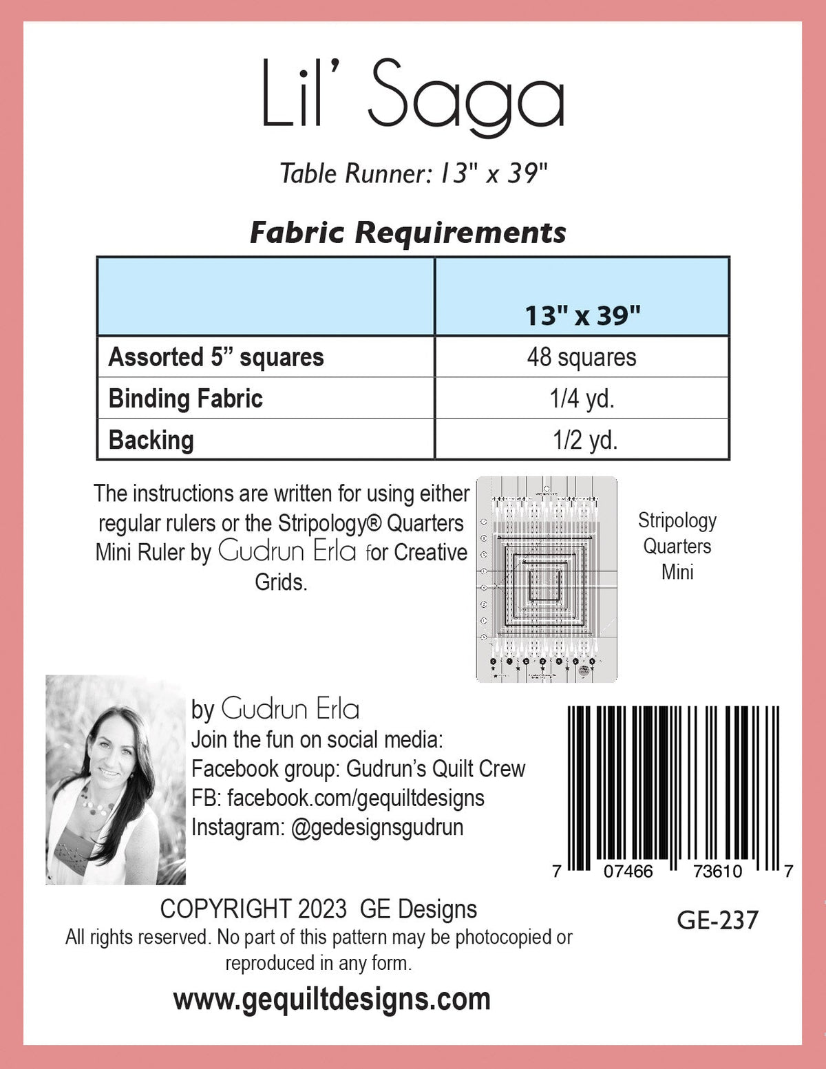 Lil' Saga - Table runner pattern 237