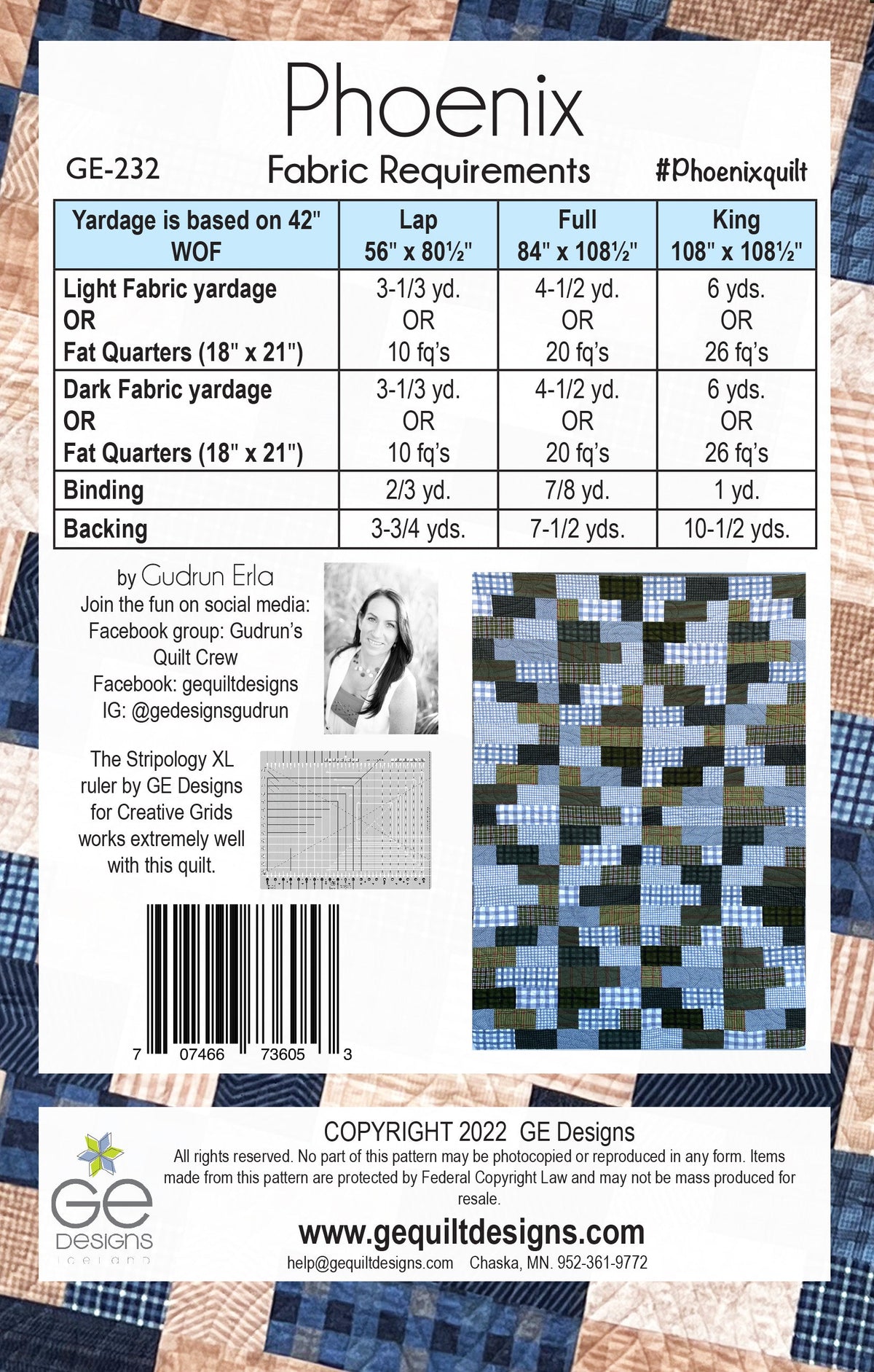 Phoenix - Fat Quarter Pattern 1 232