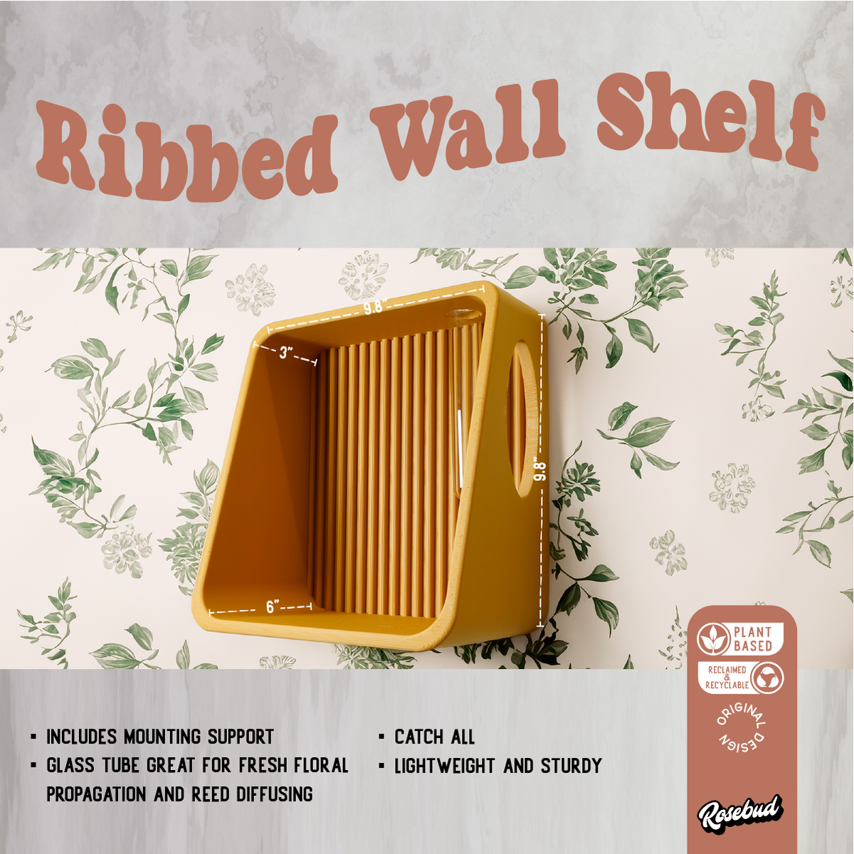 Modern Floating Wall Shelf, Propagation or Reed Diffuser