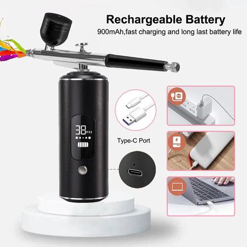 Air Brush With Compressor Portable Air Brush Air Brush Cake Painting Crafts Air Brush Art Painting Compressor Airbrush Pen Airbr