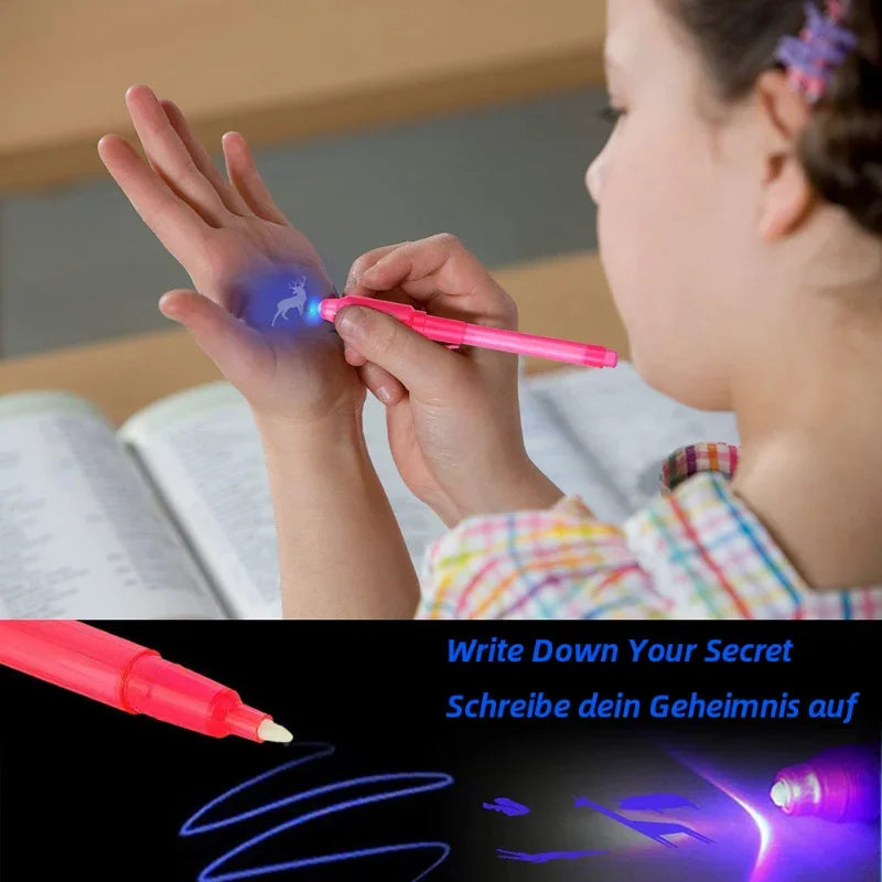 4pcs Luminous Light Pen Set | 2 in 1 UV Black Light Combo Drawing Invisible Ink Pen for Kids