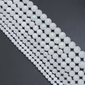 Mystic White Jade Beads, White Iridescent Round Jade Beads, 16inch full strand, sku#U2392