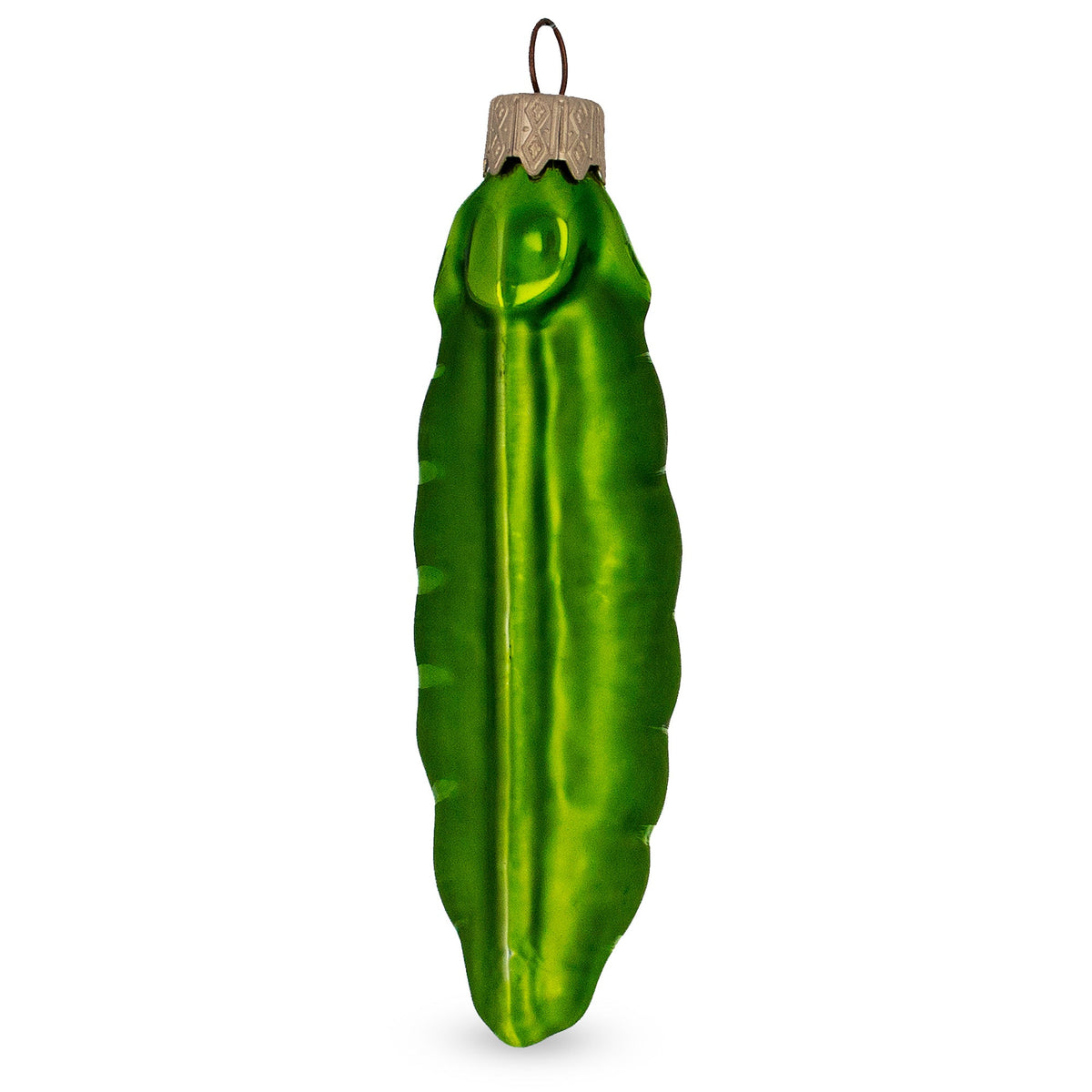 Green Pea Pod Glass Christmas Ornament