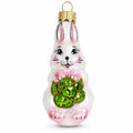Bunny with Cabbage Glass Christmas Ornament