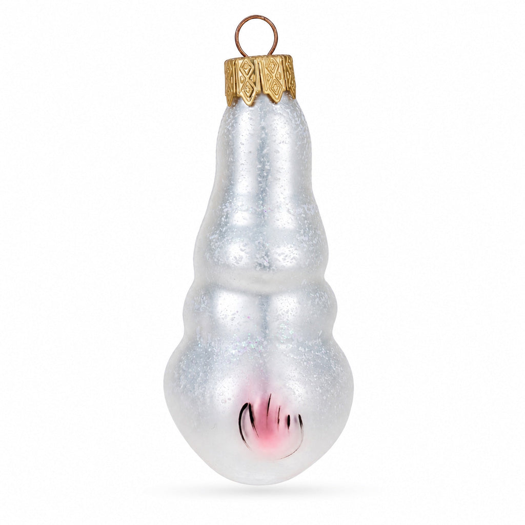 Bunny with Cabbage Glass Christmas Ornament