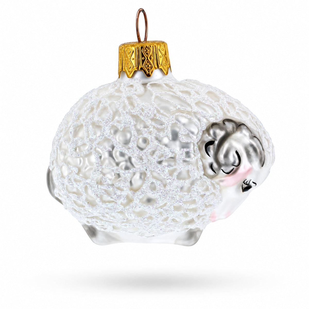 Woolly Ram with Curly Fleece Mini Glass Christmas Ornament