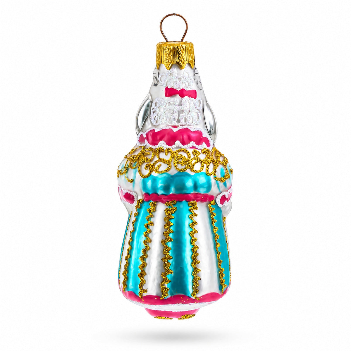 Goat in Traditional Folk Dress Koza Dereza Fairy Tale Glass Christmas Ornament