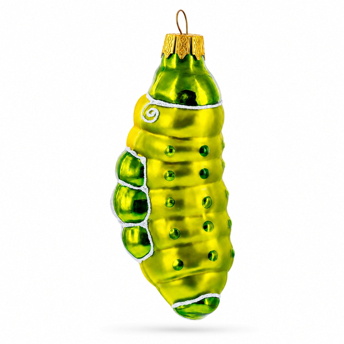 Happy Caterpillar Glass Christmas Ornament