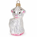 White Lamb and Sparkling Wool Glass Christmas Ornament