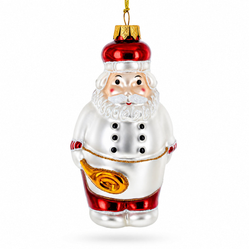 Santa the Cook Glass Christmas Ornament