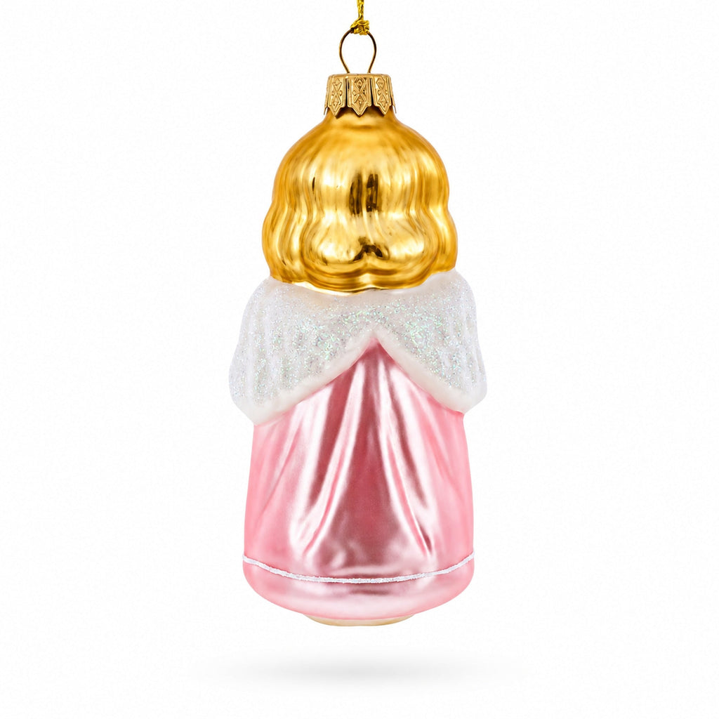 Vintage Style Angel in Pink Glass Christmas Ornament