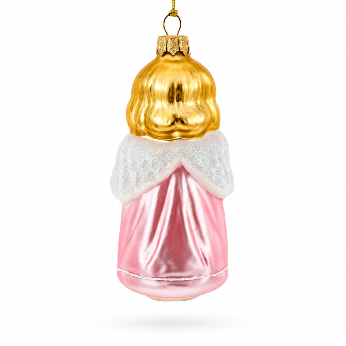 Vintage Style Angel in Pink Glass Christmas Ornament