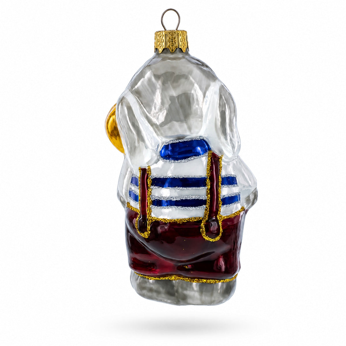 Elephant In Red Outfit Glass Christmas Ornament