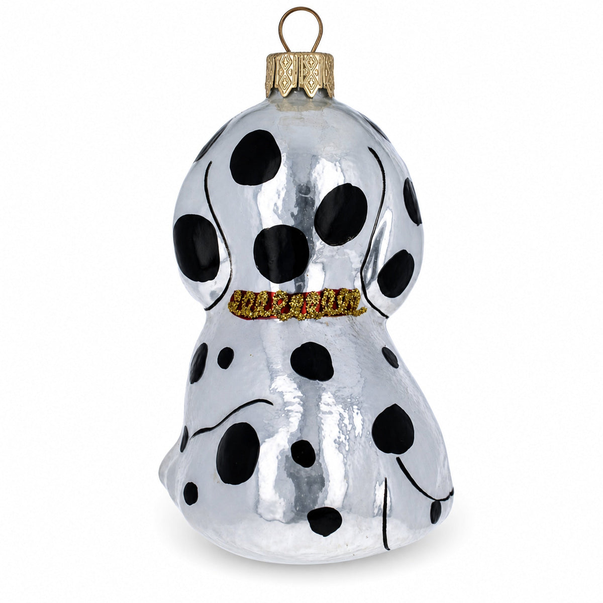Dalmatian Puppy with Green Eyes Glass Christmas Ornament