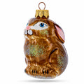 Sitting Rabbit Brown Bunny Glass Christmas Ornament