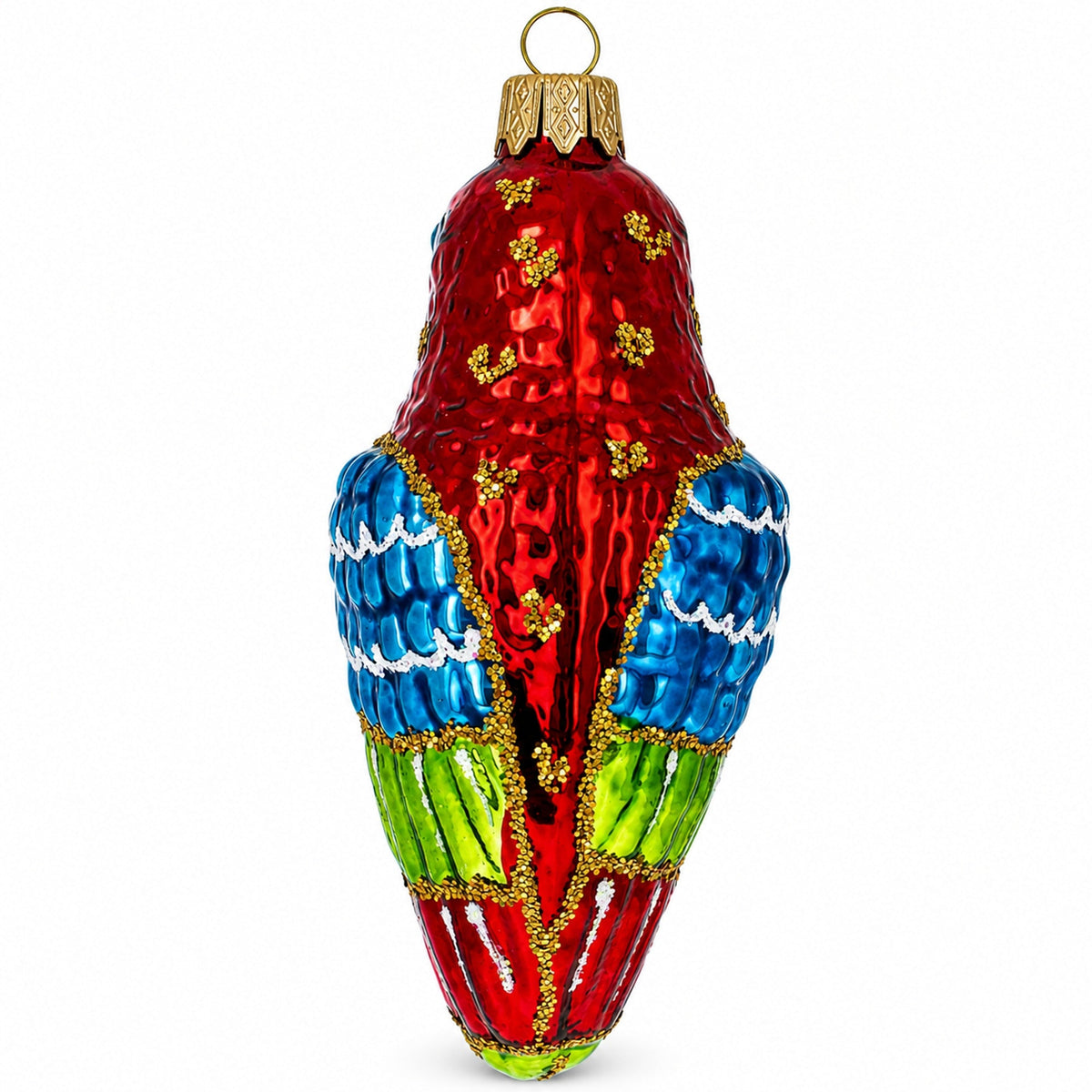 Parrot with Bright Feathers Glass Christmas Ornament