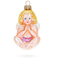 Cherub Angel in Prayer Glass Christmas Ornament