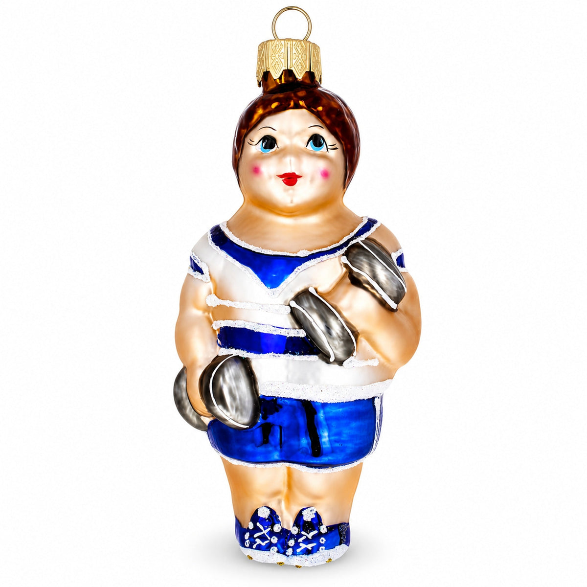 Fit Bodybuilder Exercising Glass Christmas Ornament