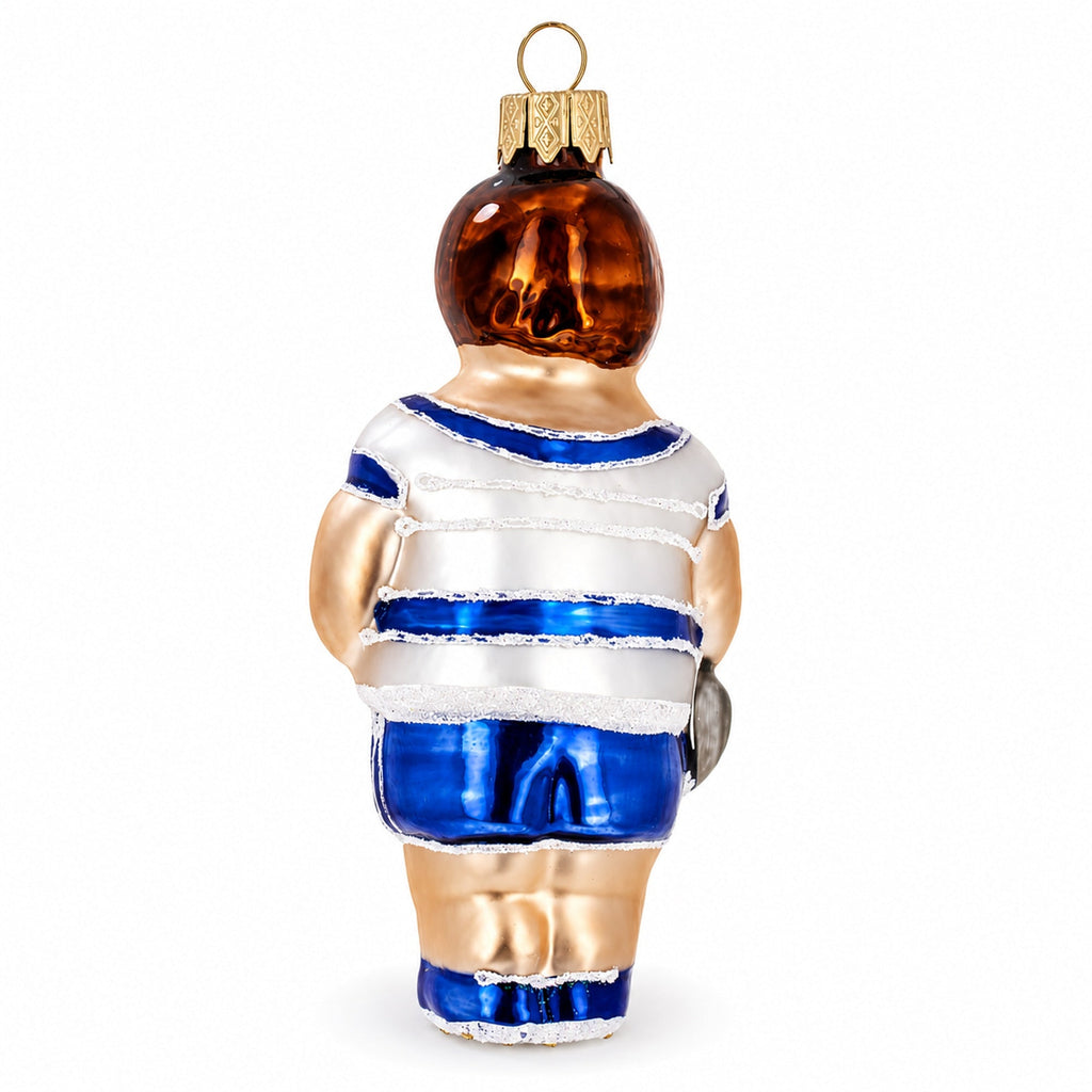Fit Bodybuilder Exercising Glass Christmas Ornament