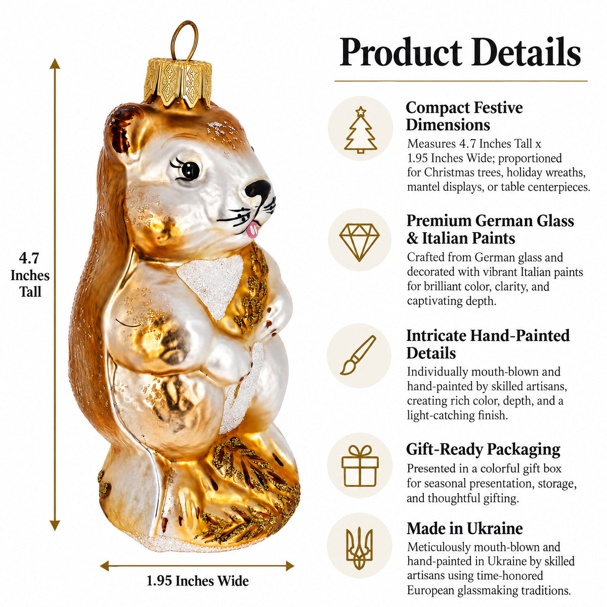 Hamster with Wheat Glass Christmas Ornament
