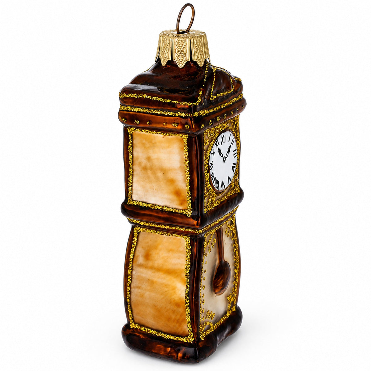 Grandfather Clock Glass Christmas Ornament