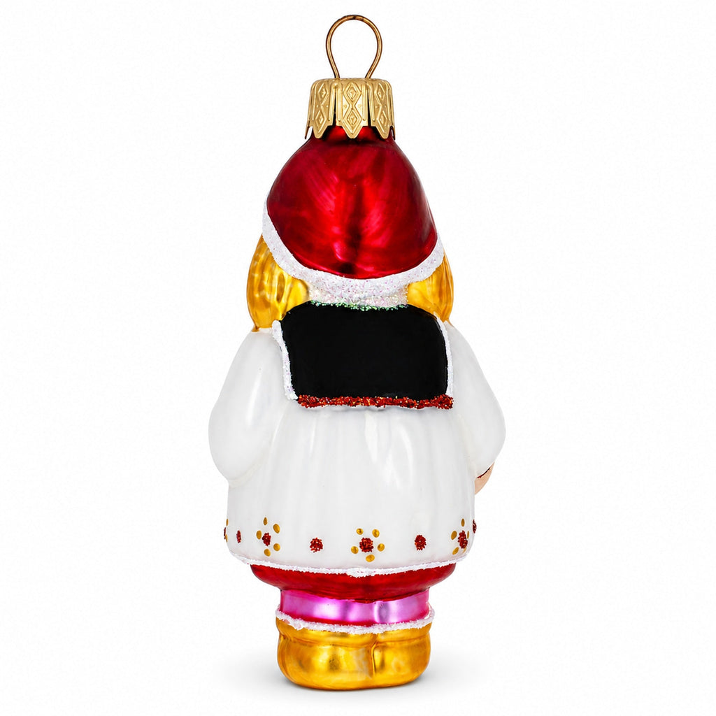 Red Riding Hood Glass Christmas Ornament