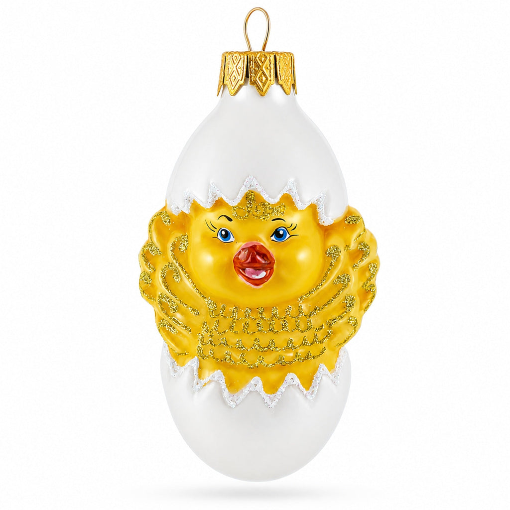 Baby Chick in Egg Glass Christmas Ornament