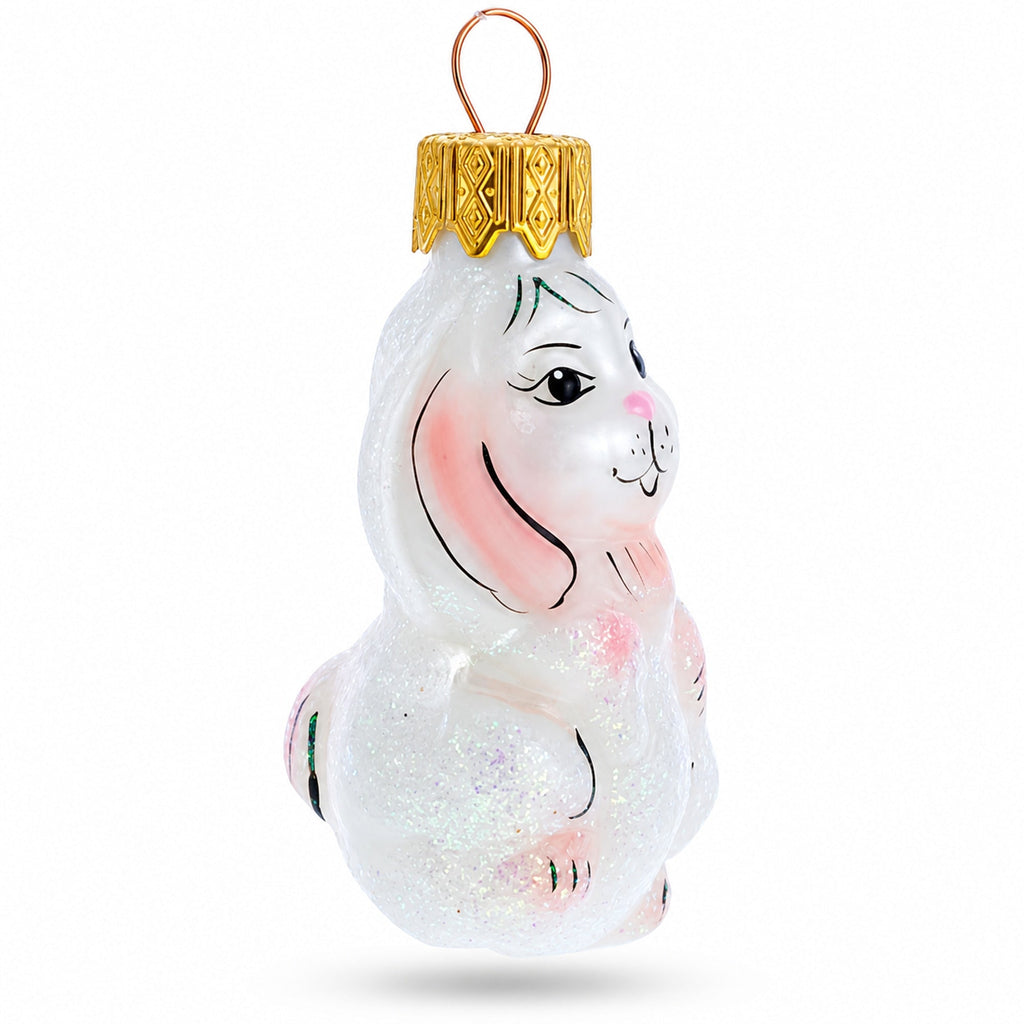 Sweet Lop Ear Bunny Glass Christmas Ornament
