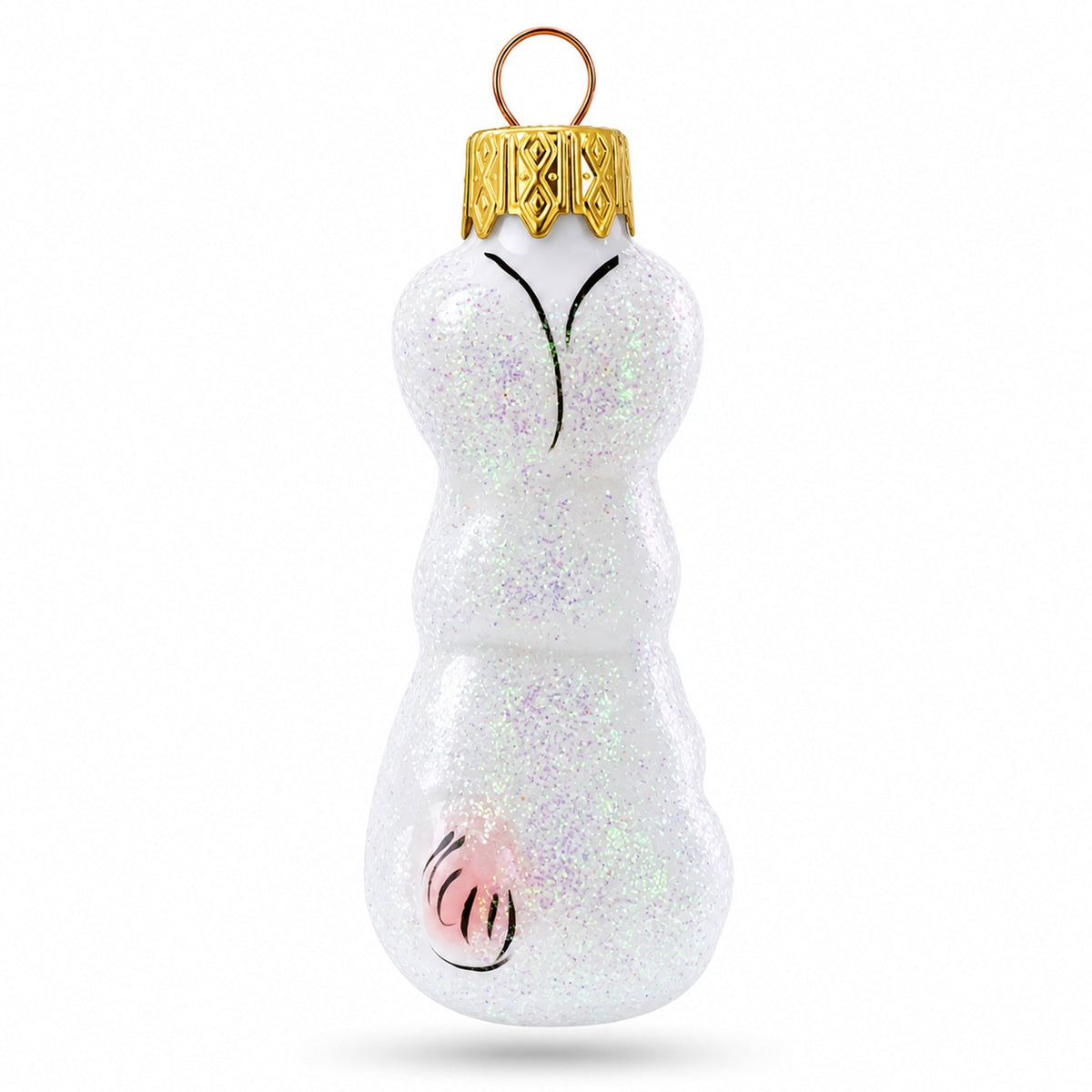 Tall Ear White Bunny Glass Christmas Ornament