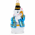 Rabbit with Blue Winter Coat and Gold Watch Glass Christmas Ornament