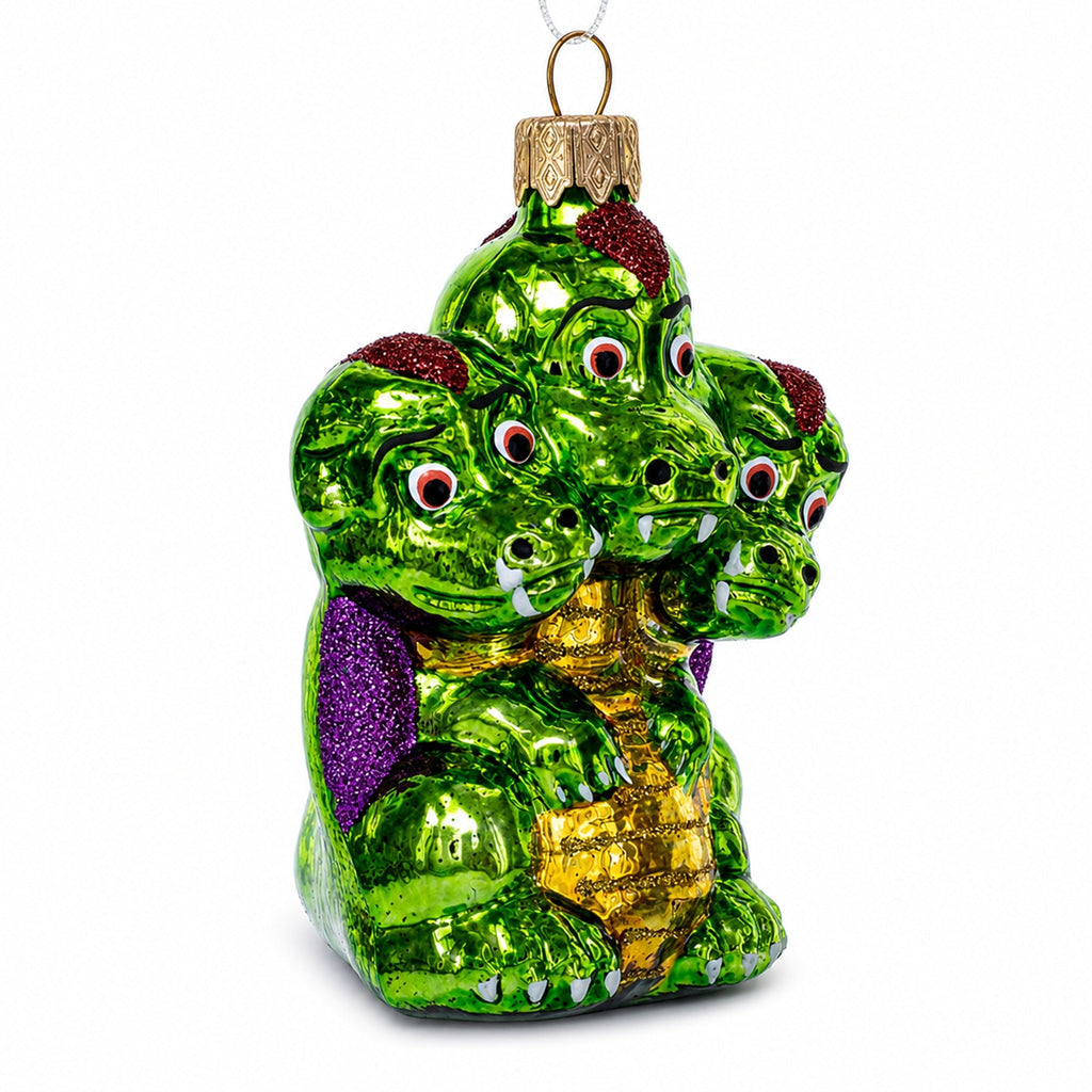 Mythical Multi Head Dragon Folk Tale Character Glass Christmas Ornament