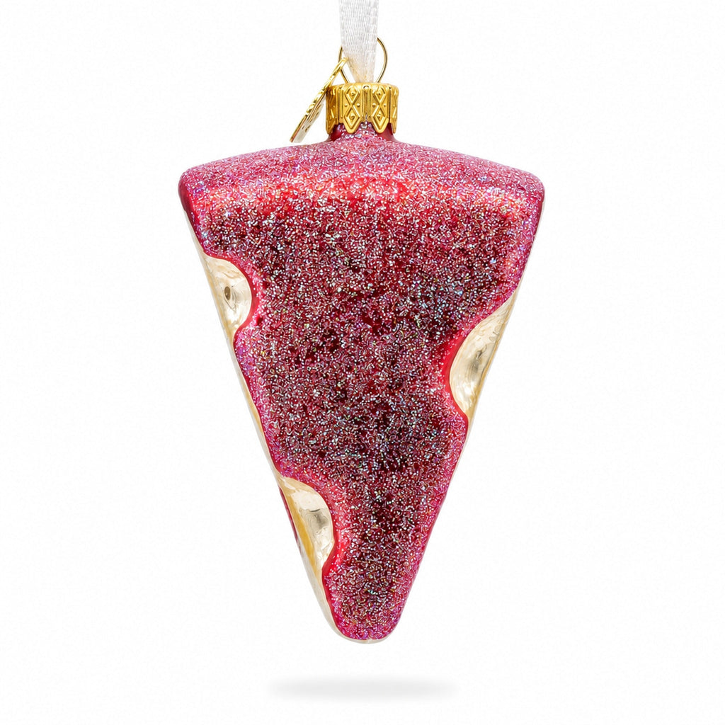 Swiss Cheese Wedge with Hole Details Glass Christmas Ornament