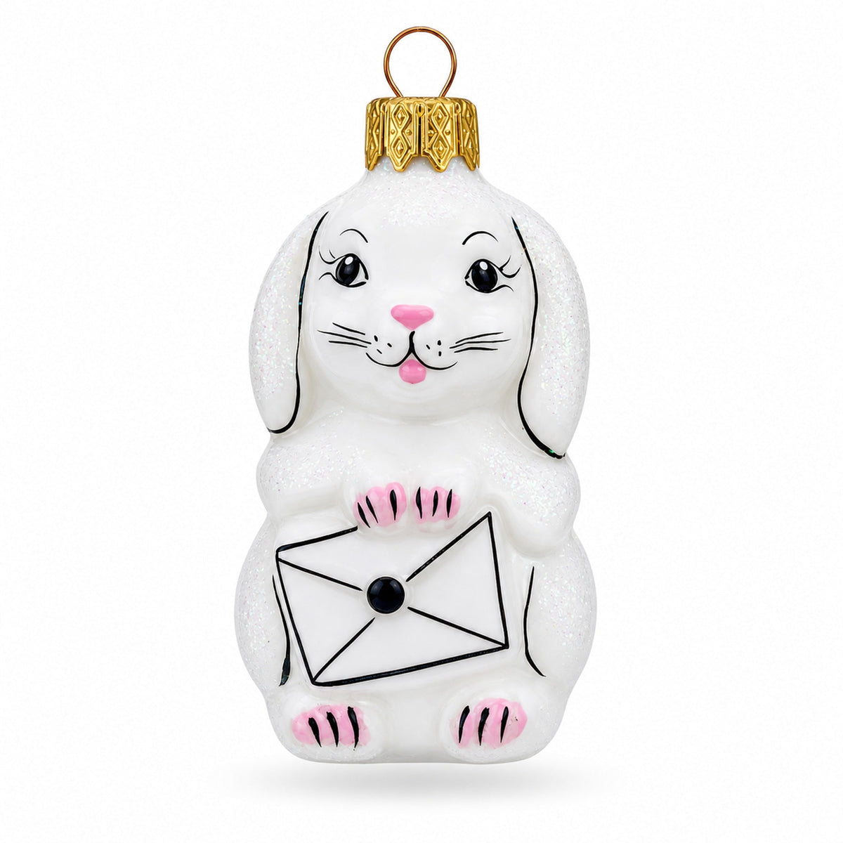 Whimsical Bunny Messenger with Envelope Glass Ornaments