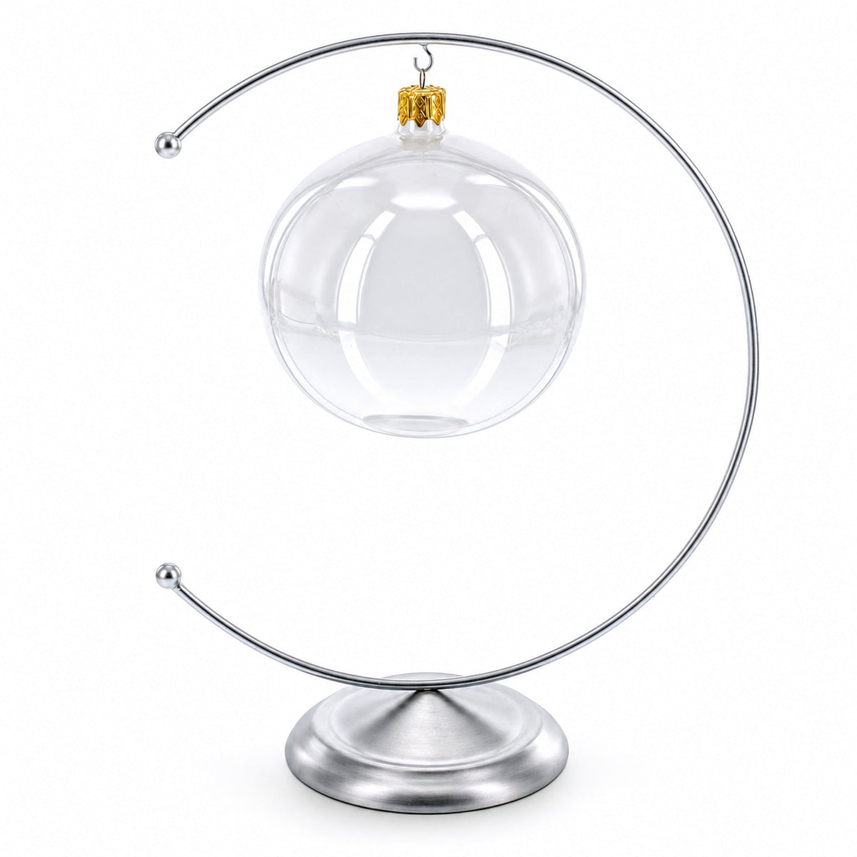 Crescent Moon Silver Metal Ornament Display Stand 8.8 Inches