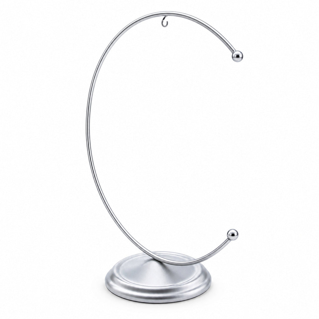 Crescent Moon Silver Metal Ornament Display Stand 8.8 Inches