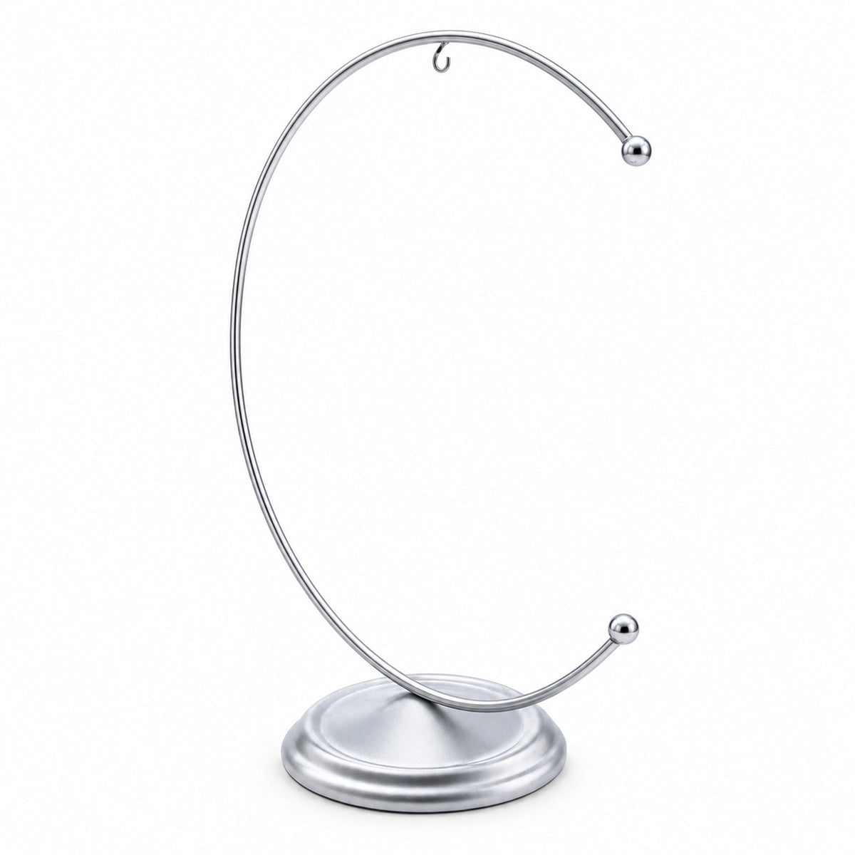 Crescent Moon Silver Metal Ornament Display Stand 8.8 Inches