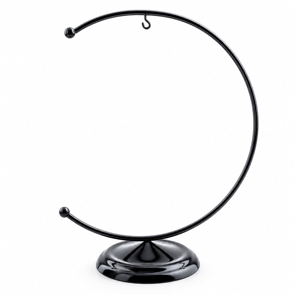 Crescent Moon Black Painted Metal Ornament Display Stand 8.8 Inches