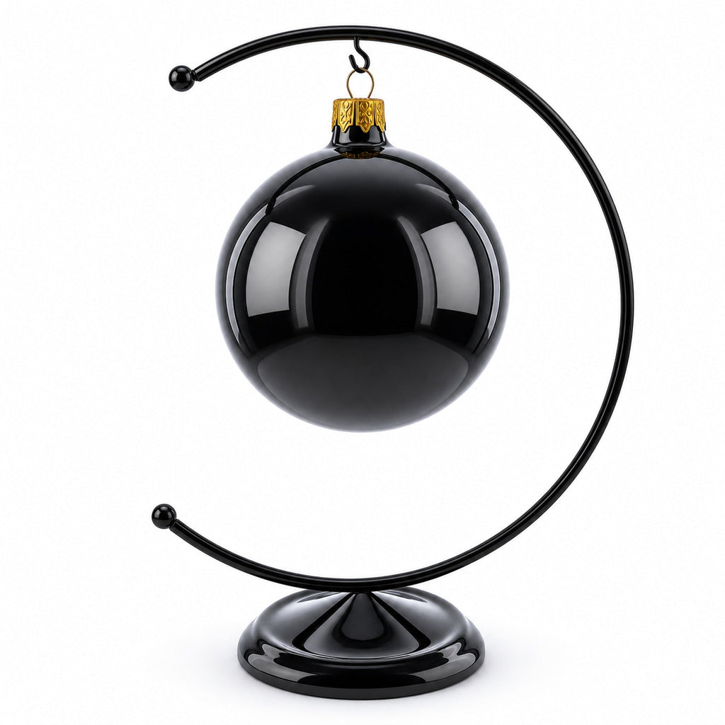 Crescent Moon Black Painted Metal Ornament Display Stand 8.8 Inches