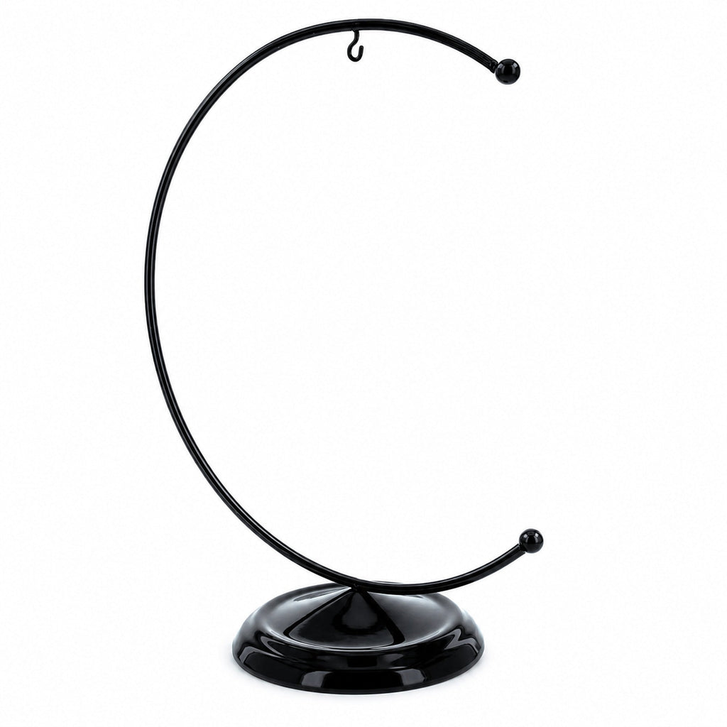 Crescent Moon Black Painted Metal Ornament Display Stand 8.8 Inches