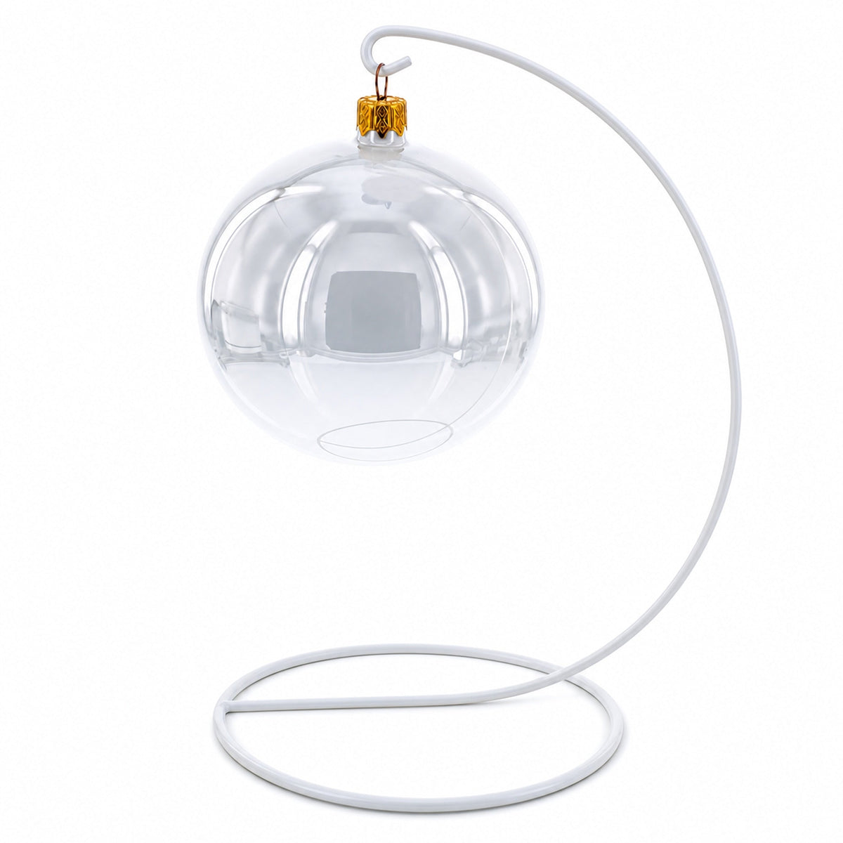 Open Frame White Painted Metal Ornament Display Stand 9.2 Inches