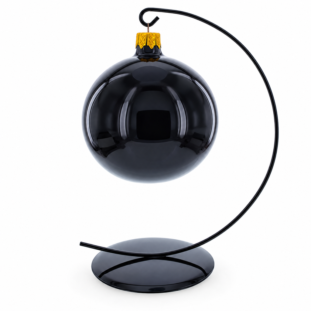 Solid Round Base Black Painted Metal Ornament Display Stand 7.8 Inches